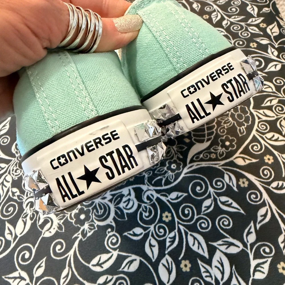 Converse Mint Green Sneakers with Studded Detail - Picture 5 of 10